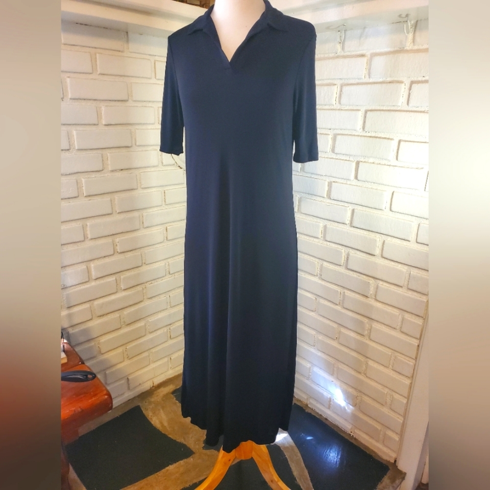 Black maxi dress short sleeve with collar